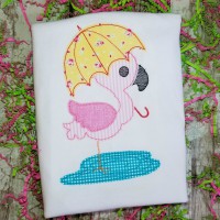 Flamingo with Umbrella Machine Applique Design